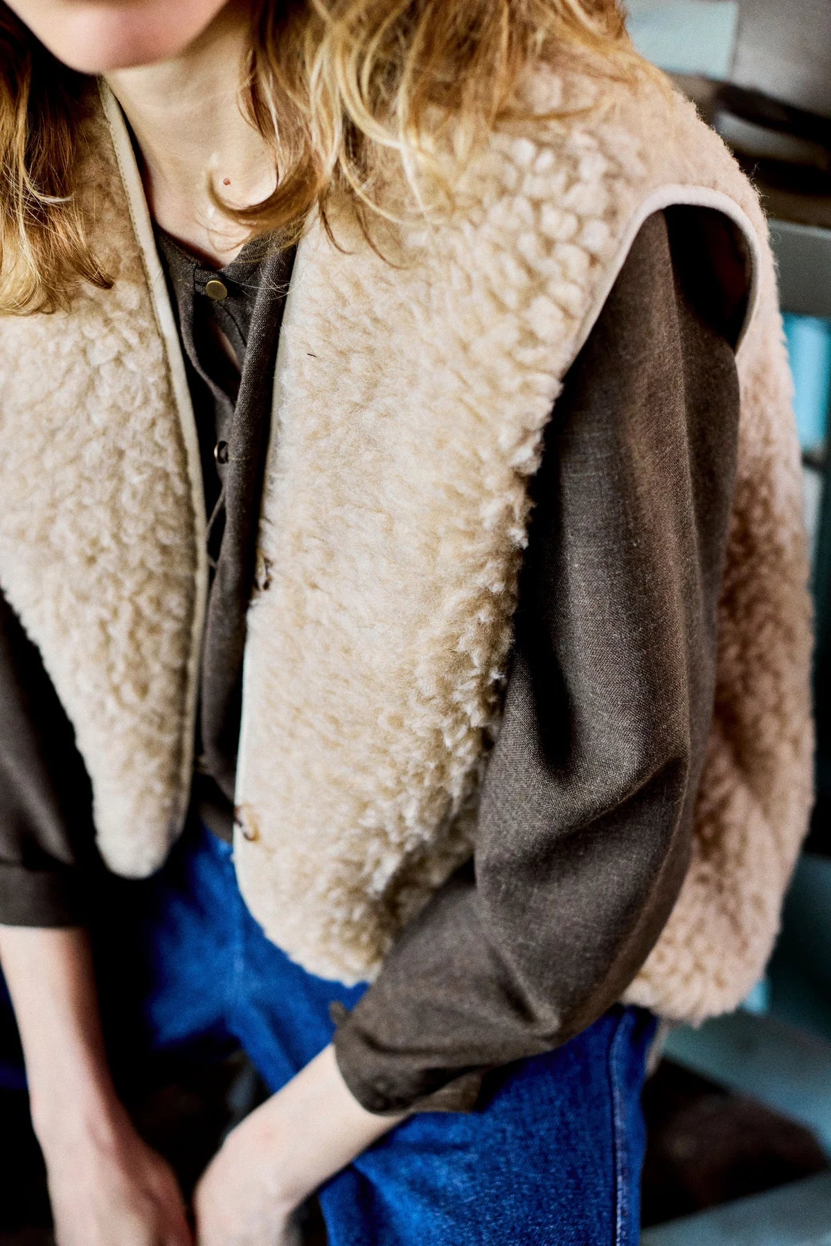 Women's sleeveless fleece vest MATISSE BEIGE | SIXSOEURS – SIXSŒURS