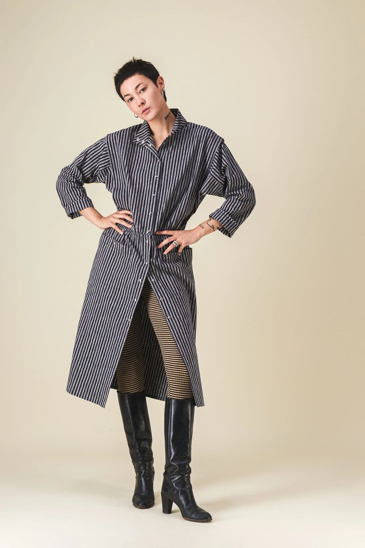 未使用レベル pelleqペレック Shirring striped dress Becky striped maxi dress | SIXSISTERS – SIXSŒURS