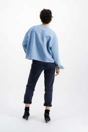 women's short denim jacket in blue serena jacket pe25