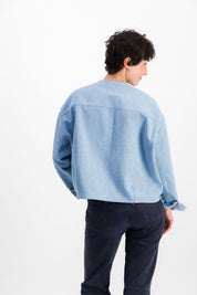 women's short denim jacket in blue serena jacket pe25