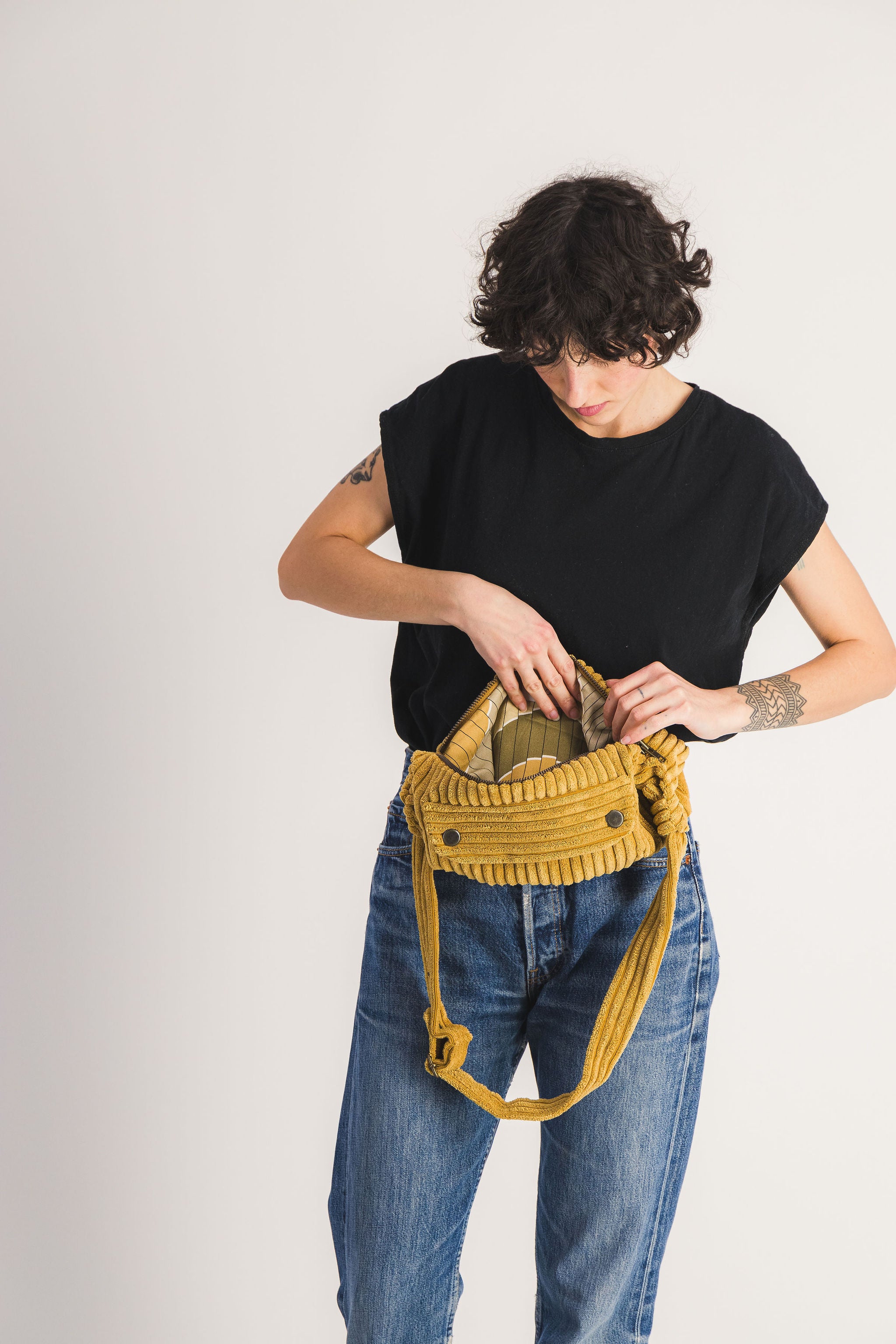 women's bronze corduroy fanny pack