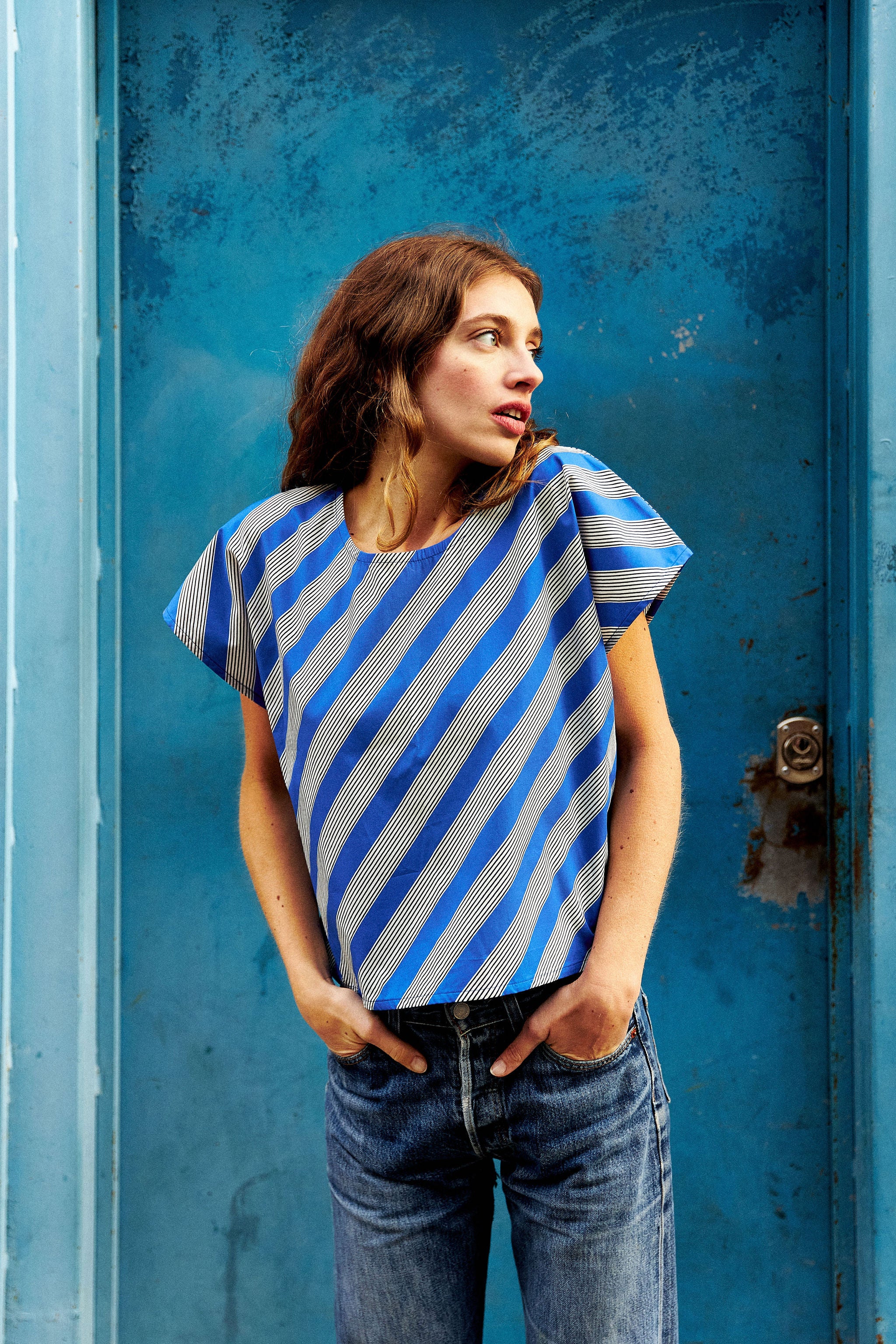 Blue sleeveless top