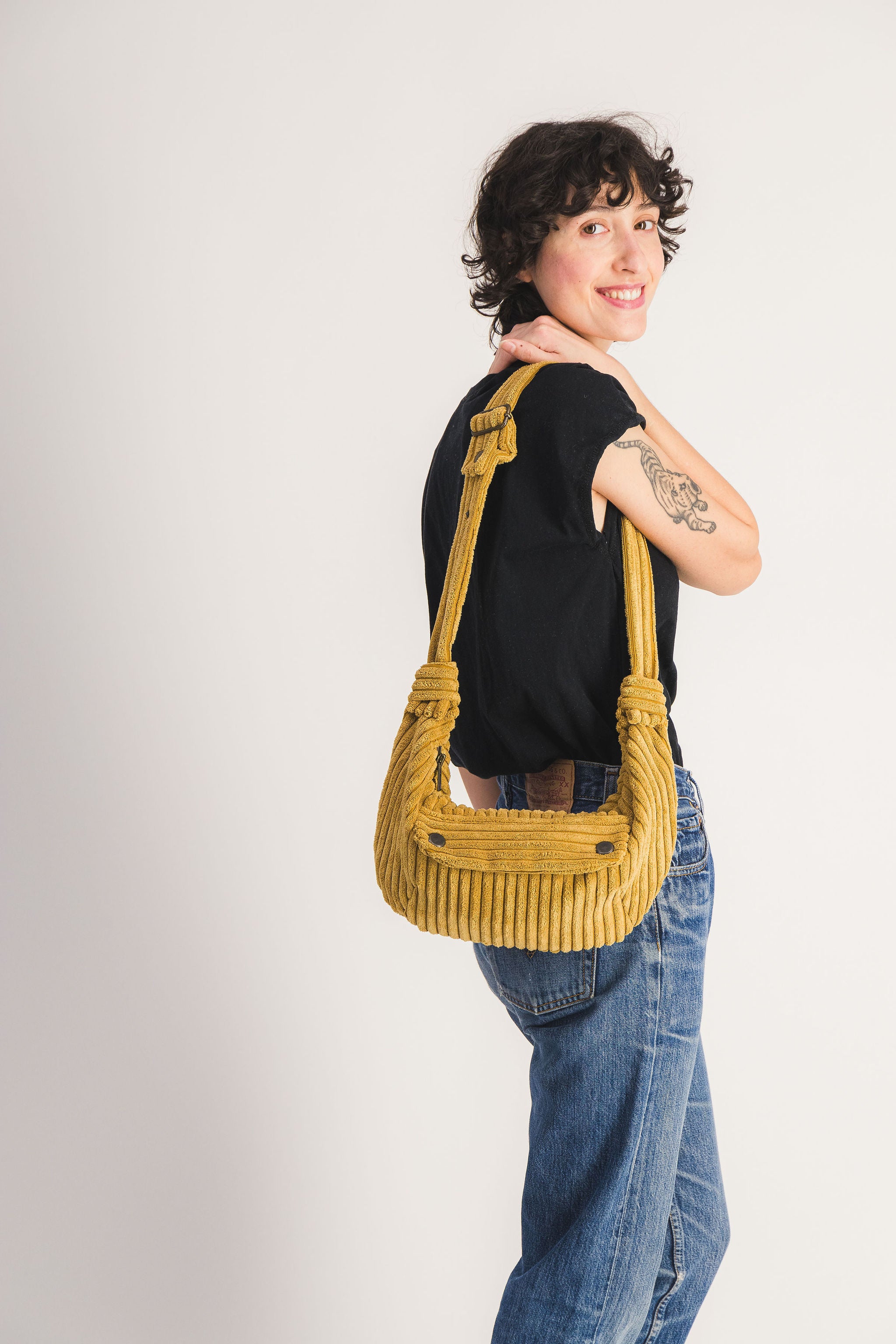 women's bronze corduroy fanny pack
