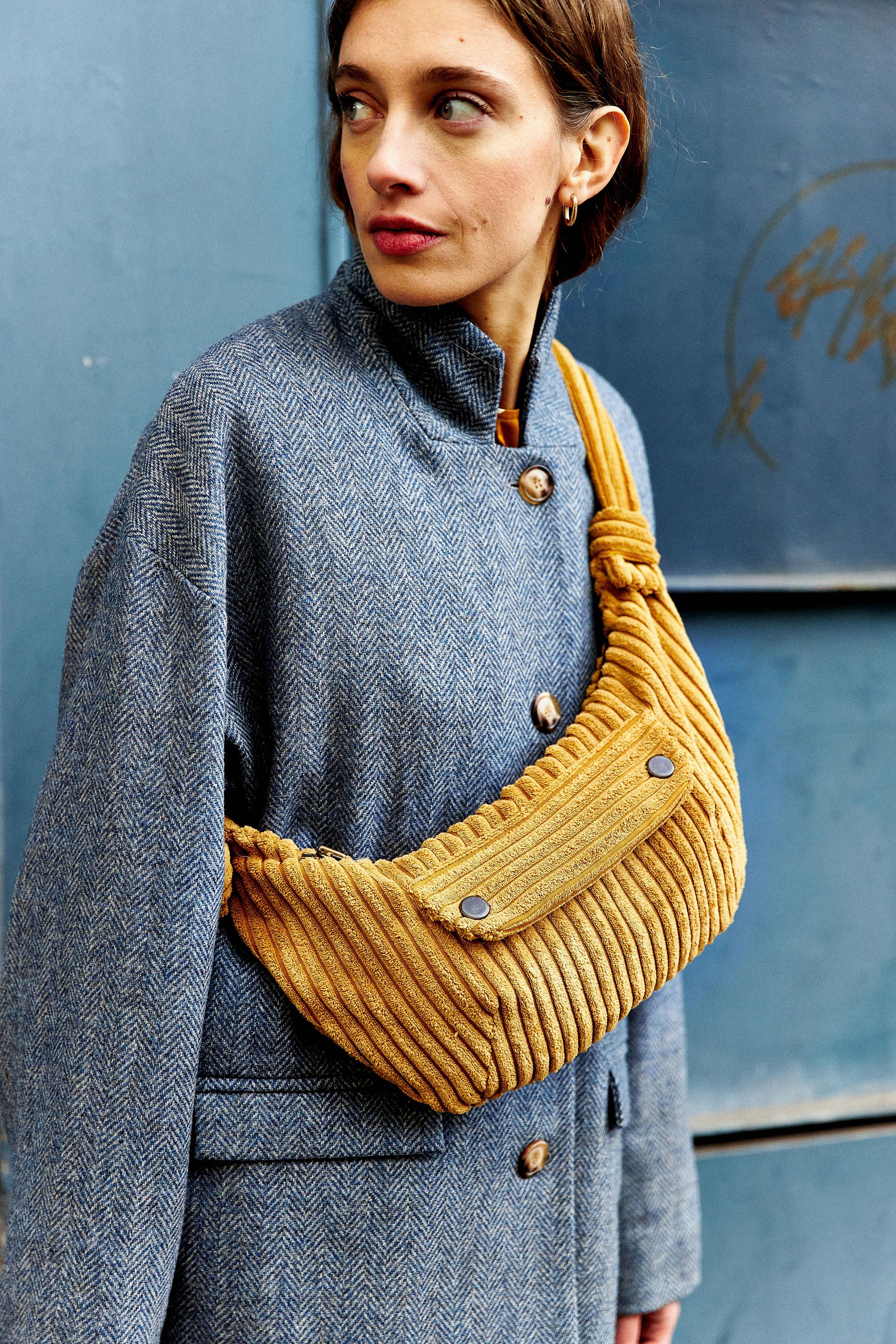 women's bronze corduroy fanny pack