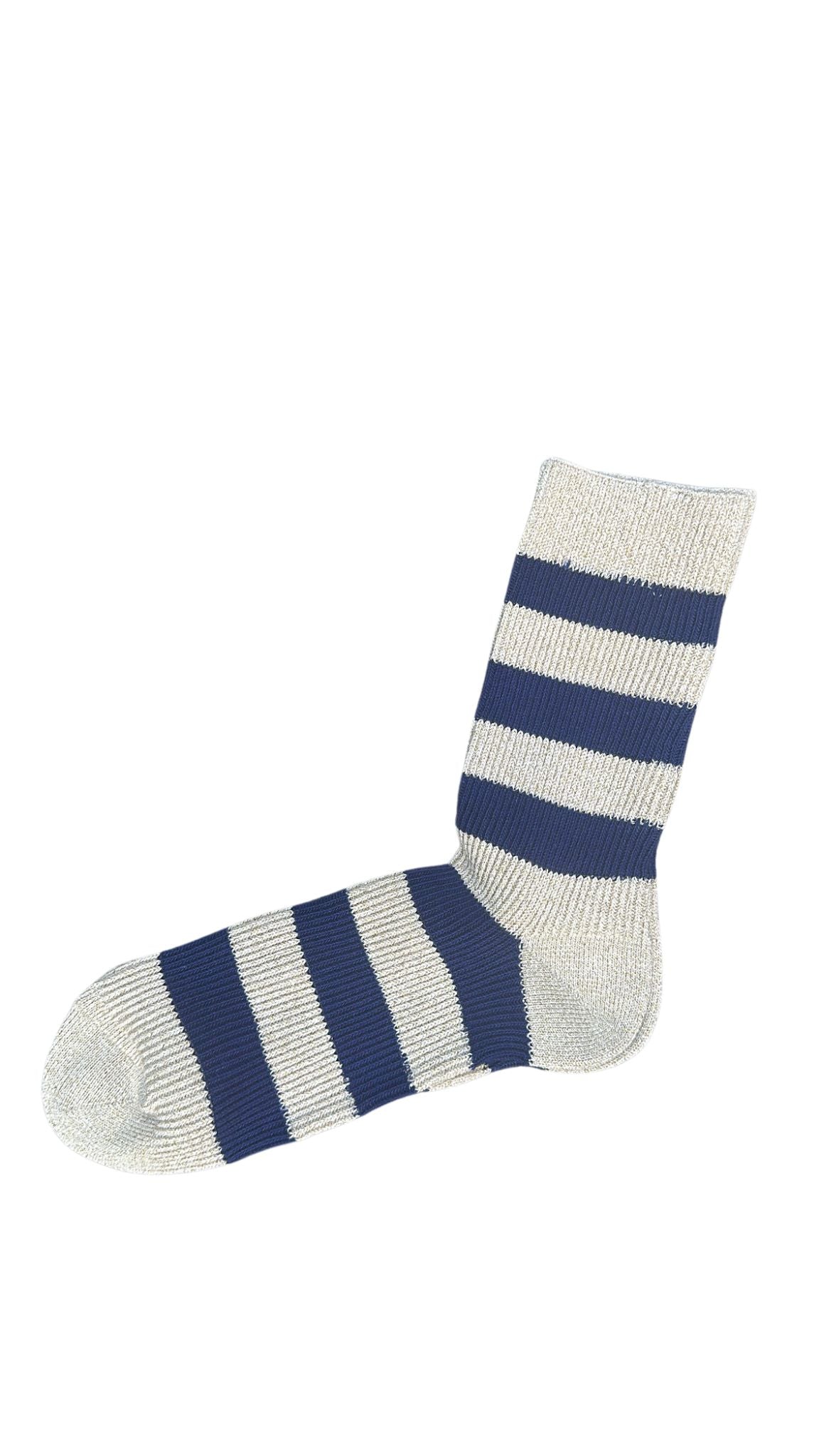 blue and white striped socks