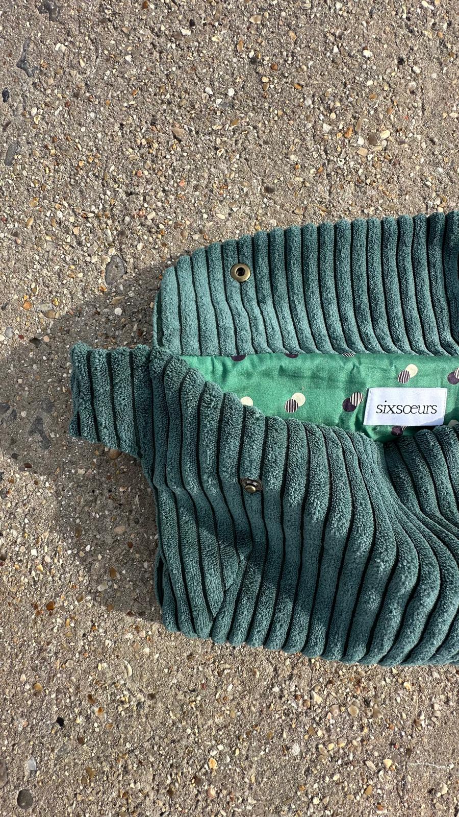 dark green corduroy women's fanny pack