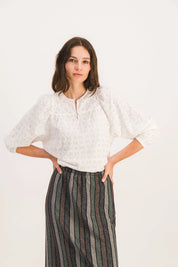 NIKI BLOUSE WITH ENGLISH EMBROIDERY