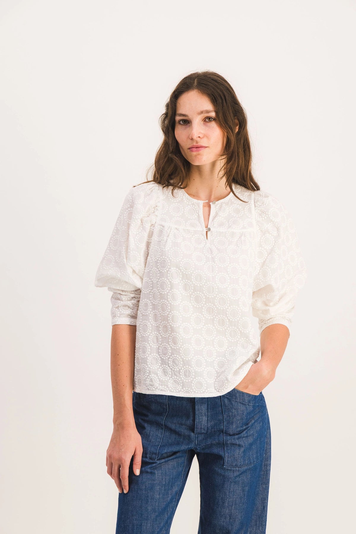 NIKI BLOUSE WITH ENGLISH EMBROIDERY
