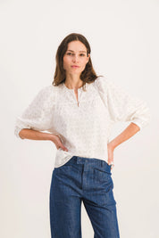 NIKI BLOUSE WITH ENGLISH EMBROIDERY