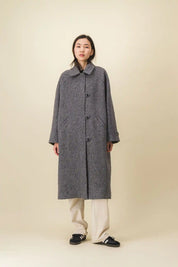 Women's long grey-black heather coat