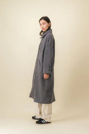 Women's long grey-black heather coat