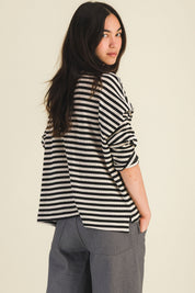 MÉLIE BLACK AND WHITE STRIPED TOP