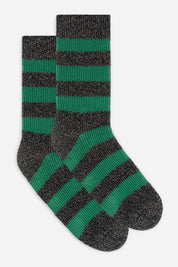 green and gray striped socks