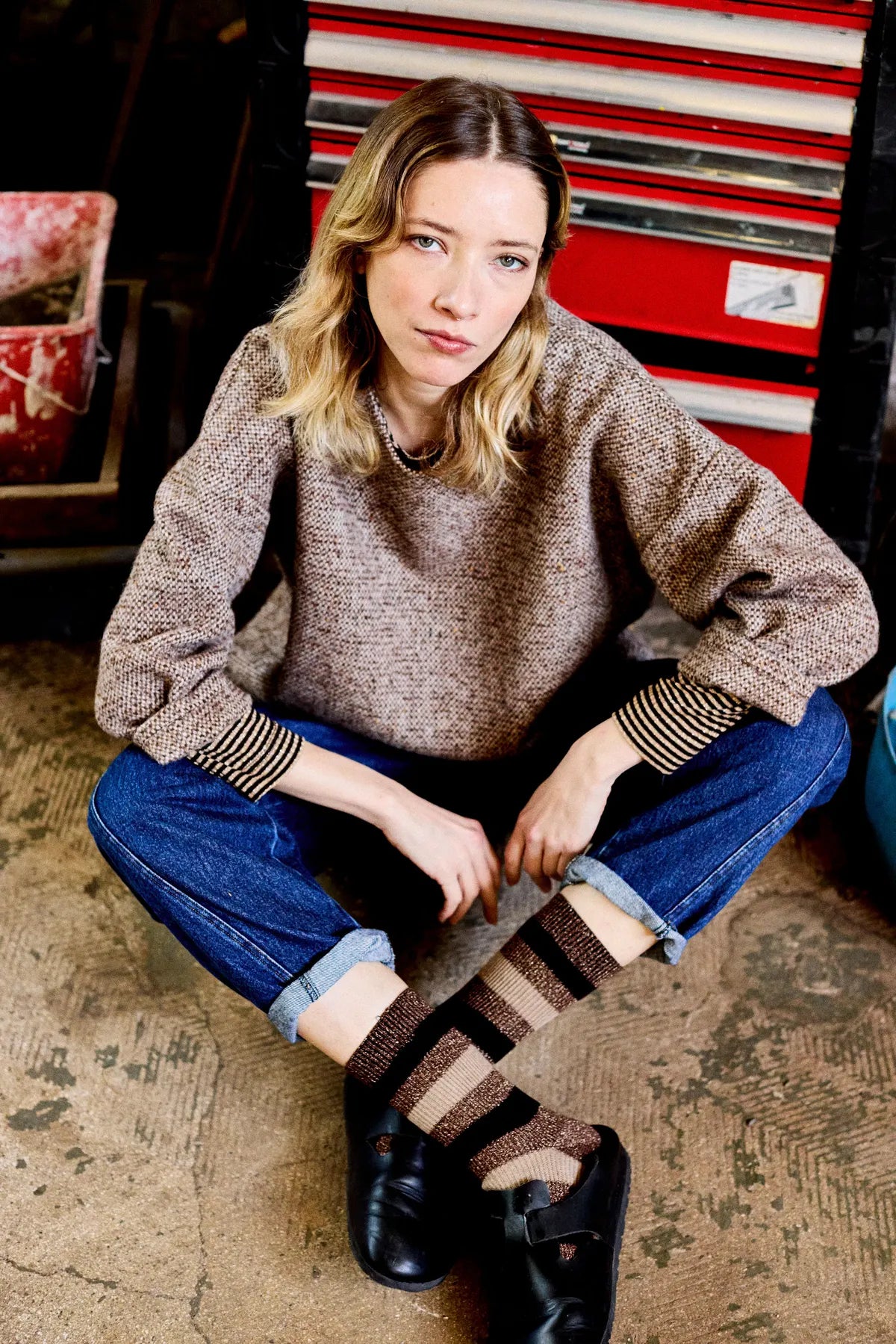 pull femme laine marron olaf