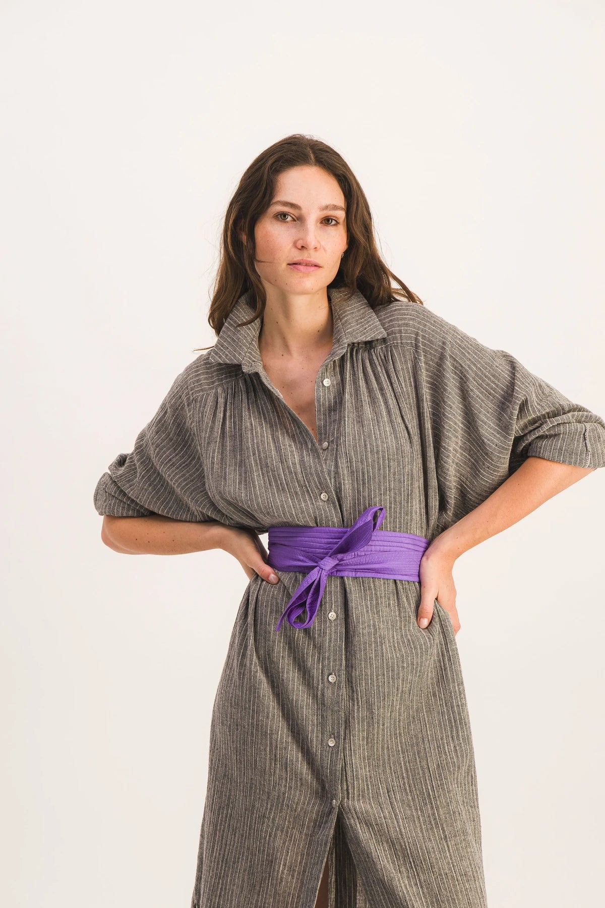 MAHAUT GAZE long-sleeved shirt dress in cotton linen gauze MAHAUT GAZE long-sleeved shirt dress in cotton linen gauze