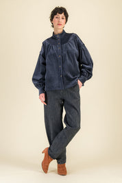 Blouse Juliette Velours Bleu - SIXSOEURS