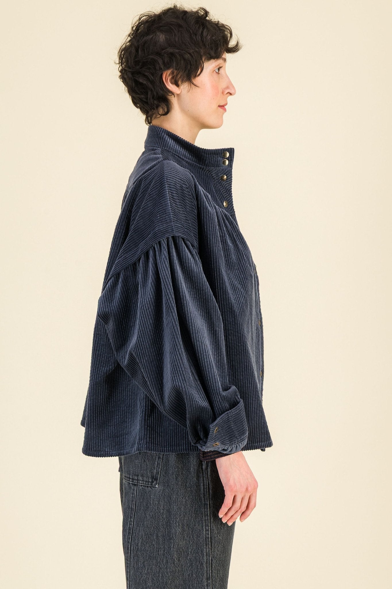 Blouse Juliette Velours Bleu - SIXSOEURS