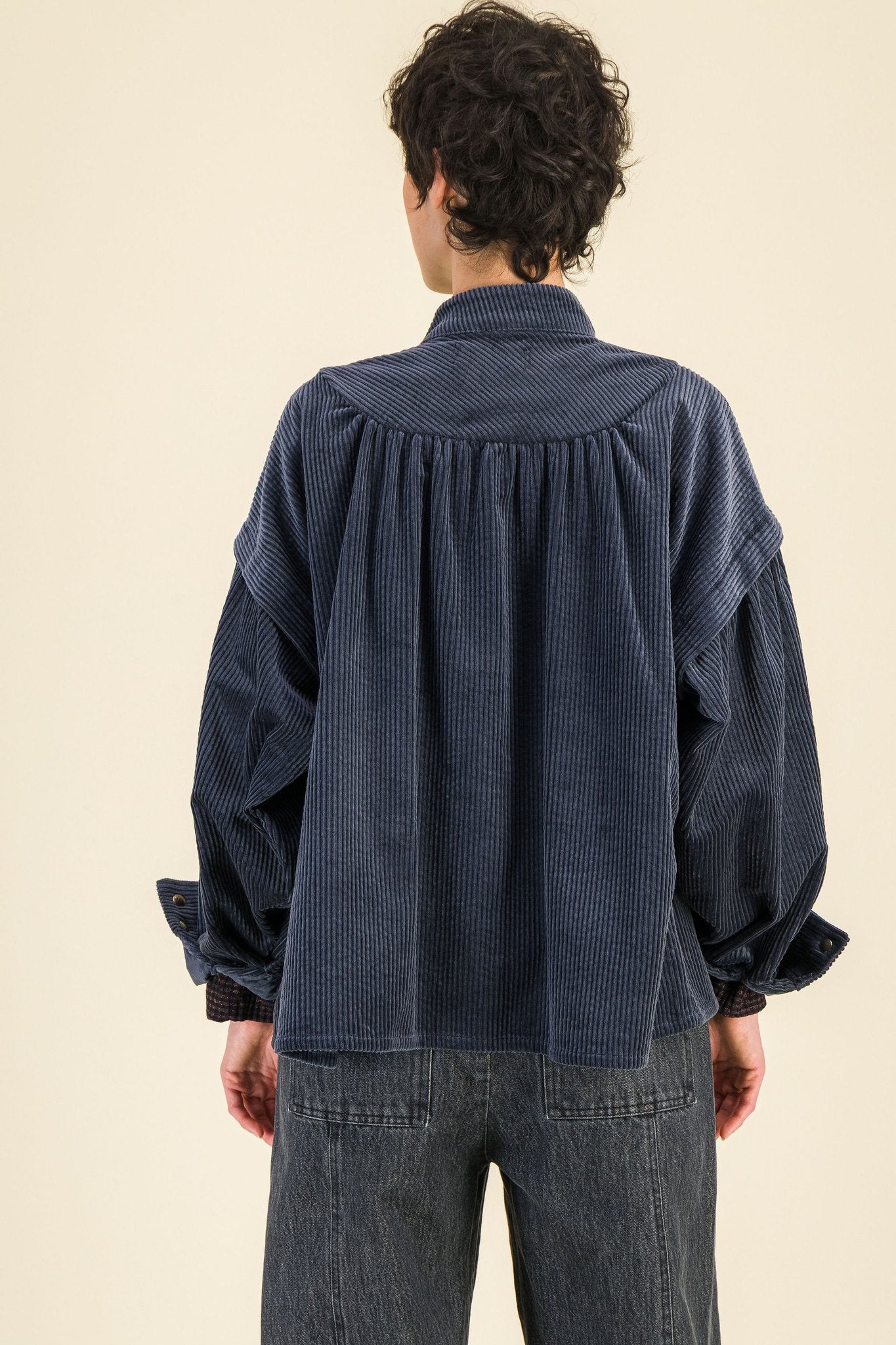 Blouse Juliette Velours Bleu - SIXSOEURS