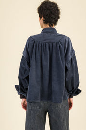 Blouse Juliette Velours Bleu - SIXSOEURS