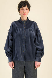Blouse Juliette Velours Bleu - SIXSOEURS