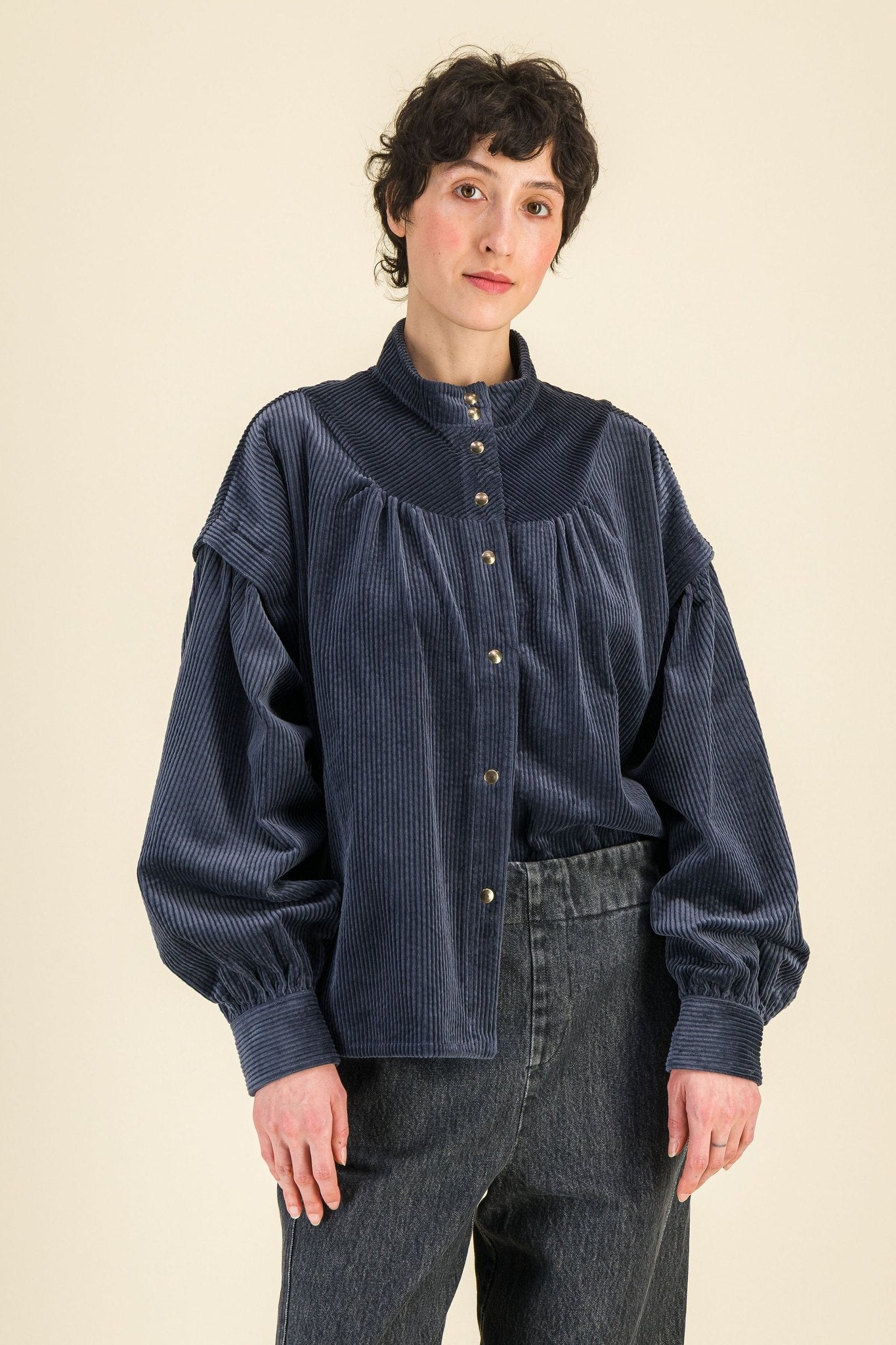 Blouse Juliette Velours Bleu - SIXSOEURS