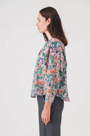women's blouse orange print blouse delila pe25