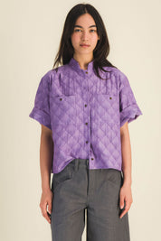 Chemise coton texturé manches courtes femme Summer Lavande - photo 1