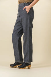 women's wide-legged gray denim pants