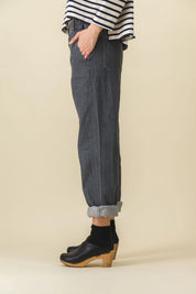 women's wide-legged gray denim pants
