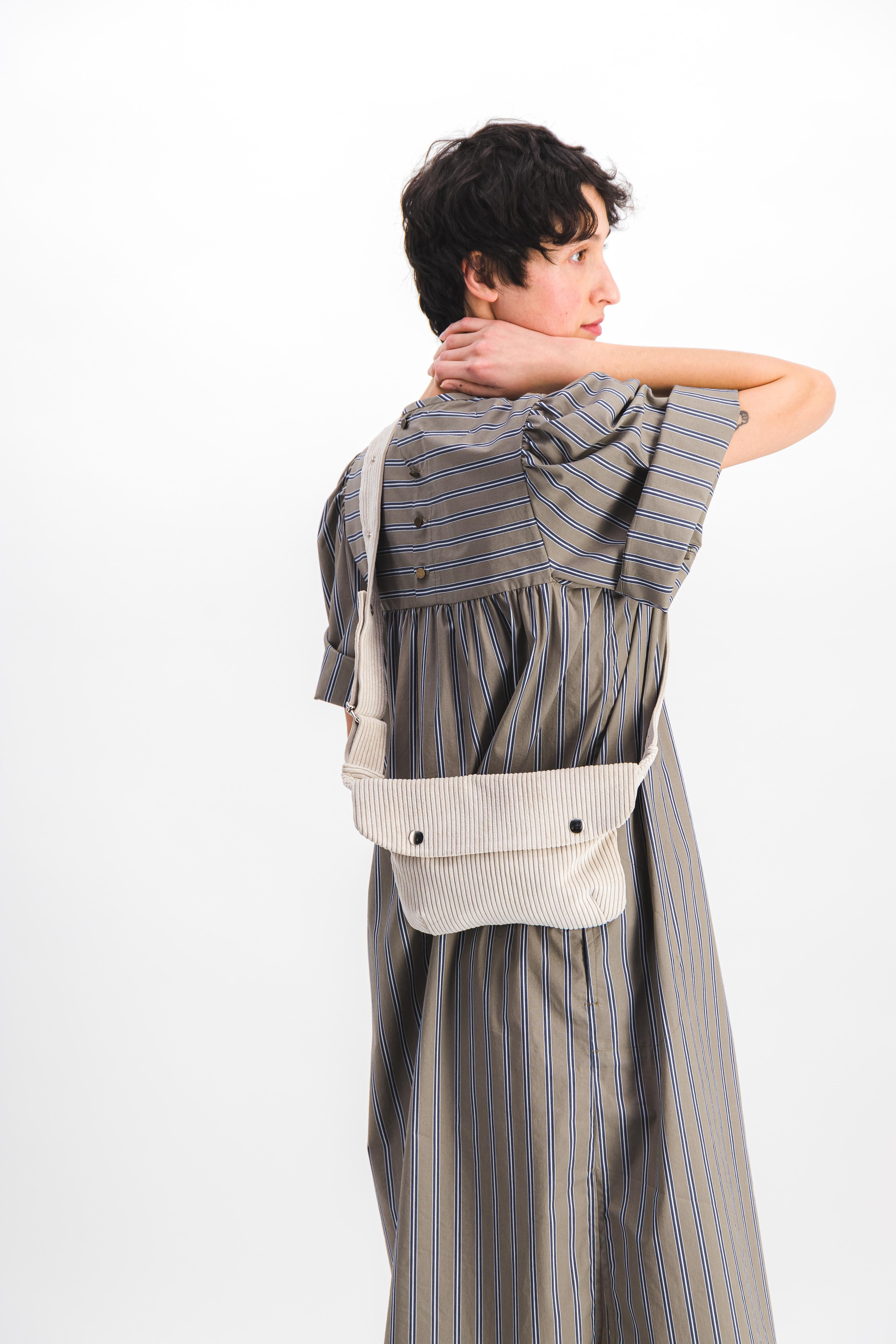 beige corduroy women's fanny pack