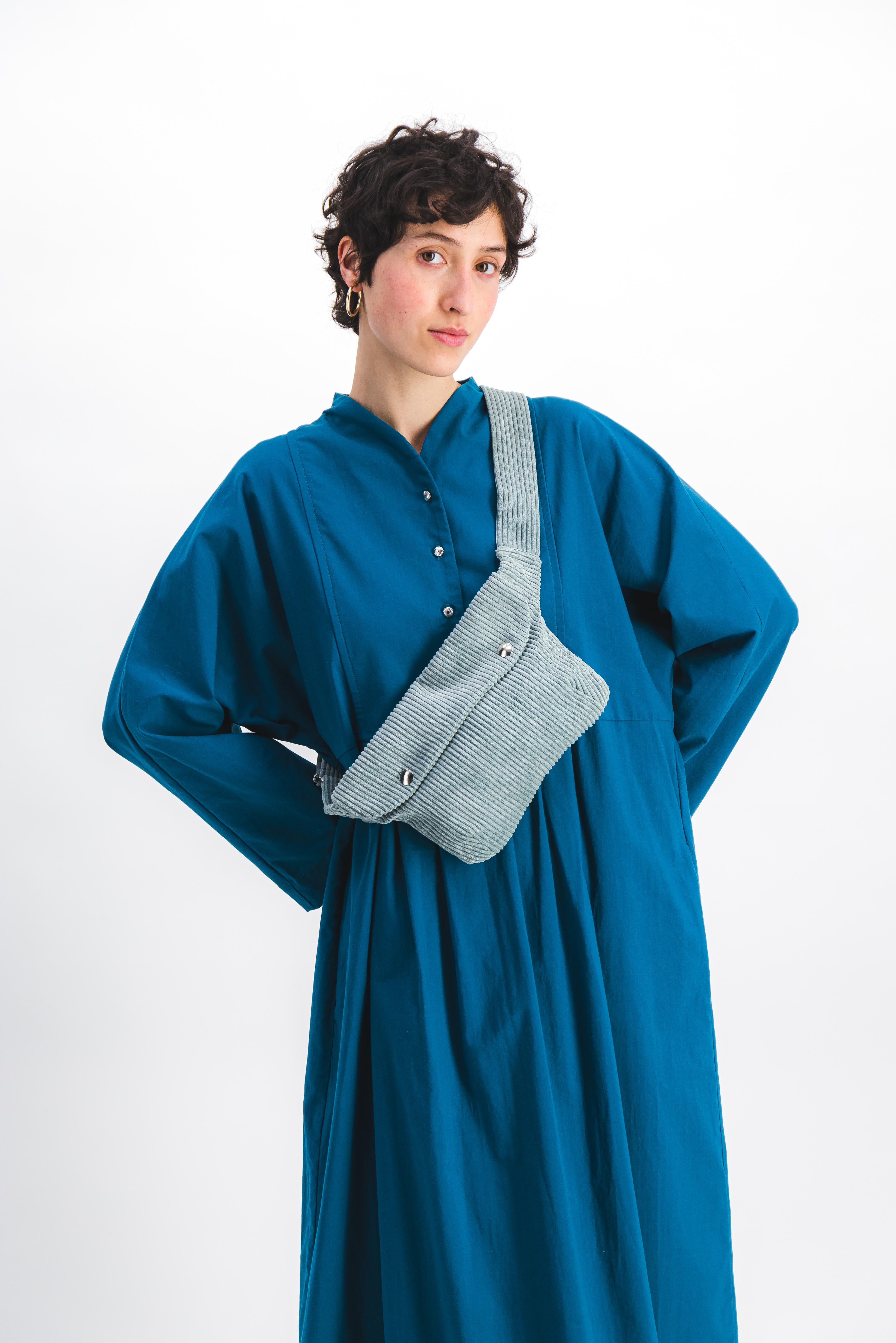 sky blue corduroy women's fanny pack