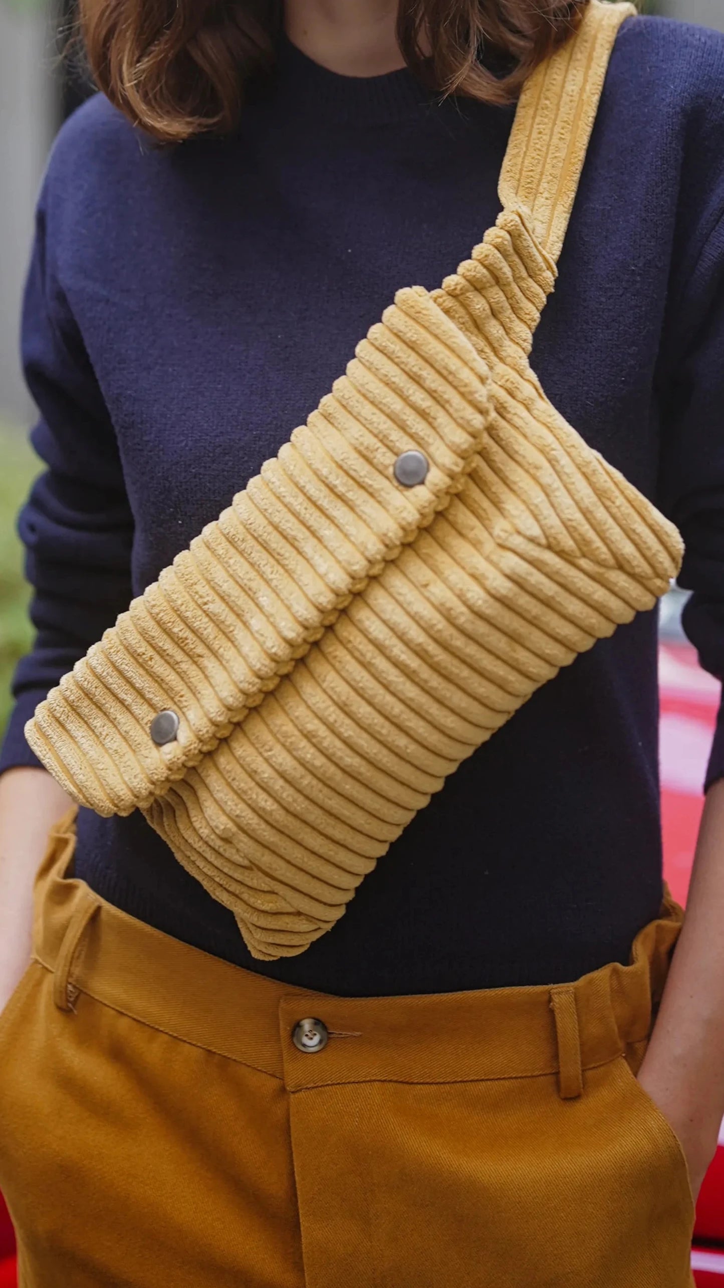 women's bronze corduroy fanny pack