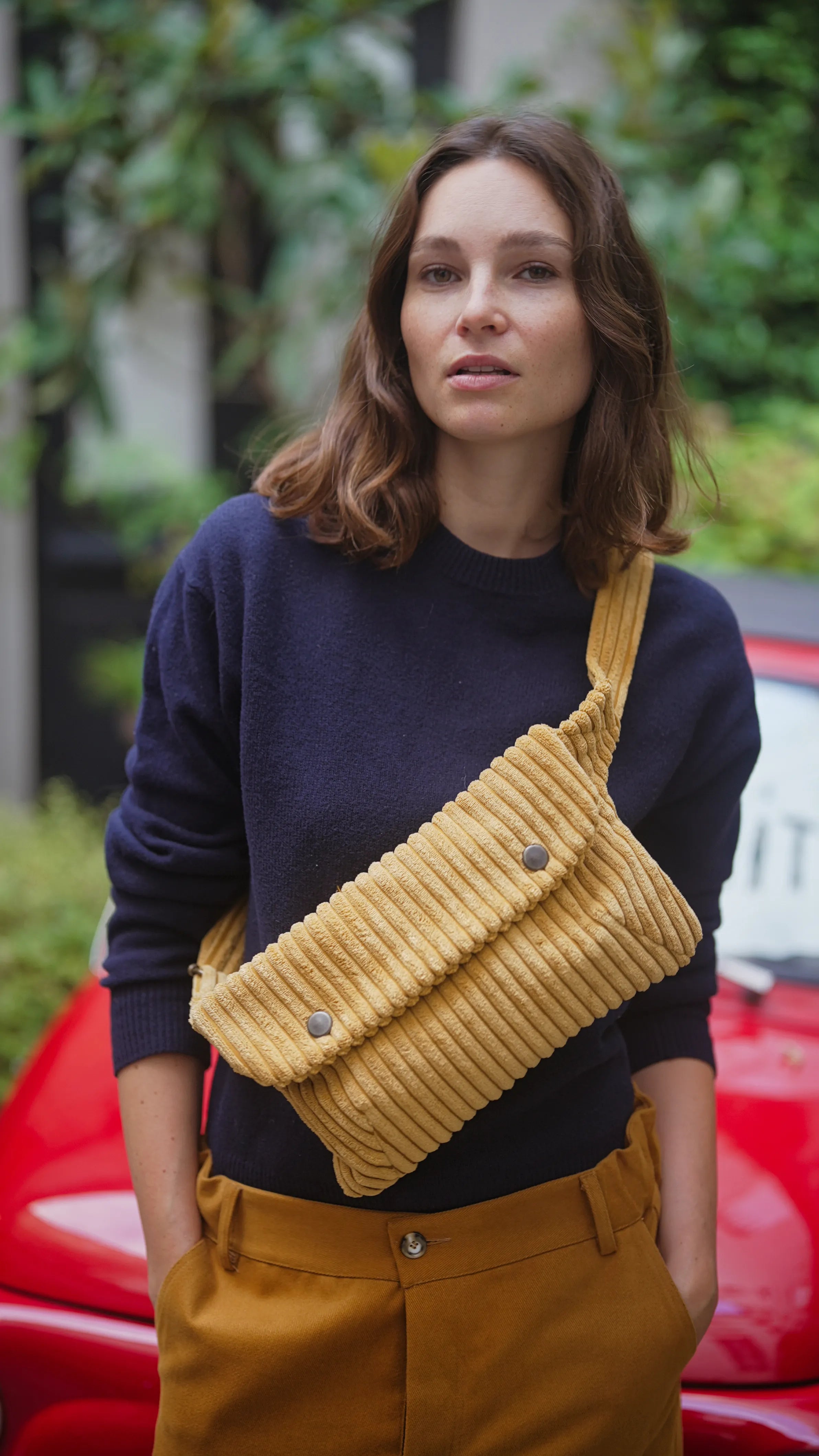 women's bronze corduroy fanny pack