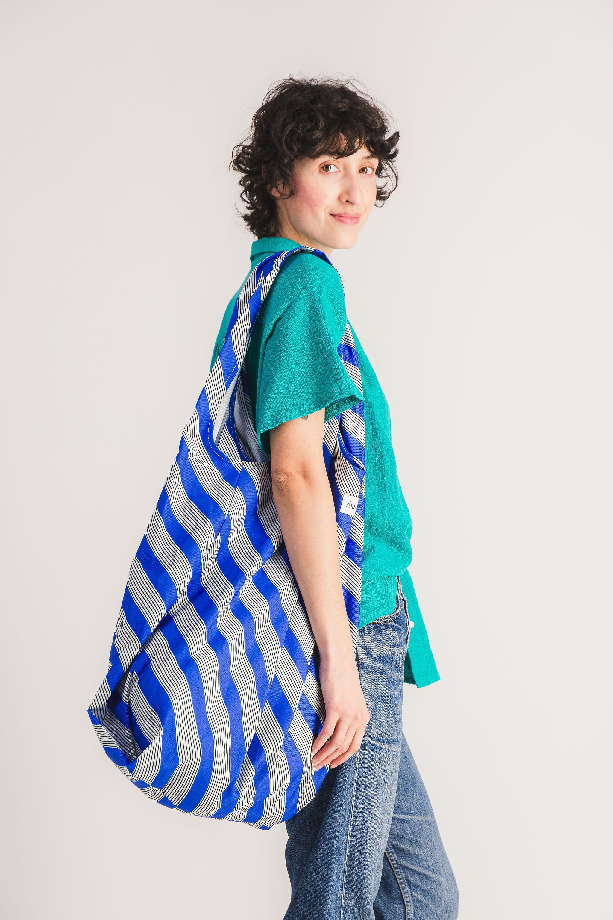 blue women's tote bag