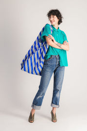 blue women's tote bag