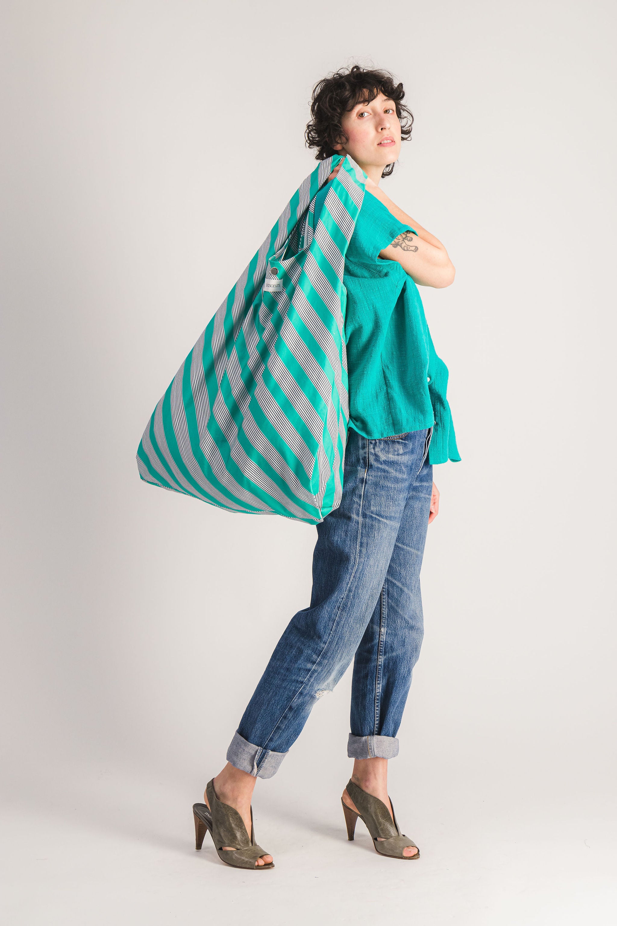 green women's tote bag