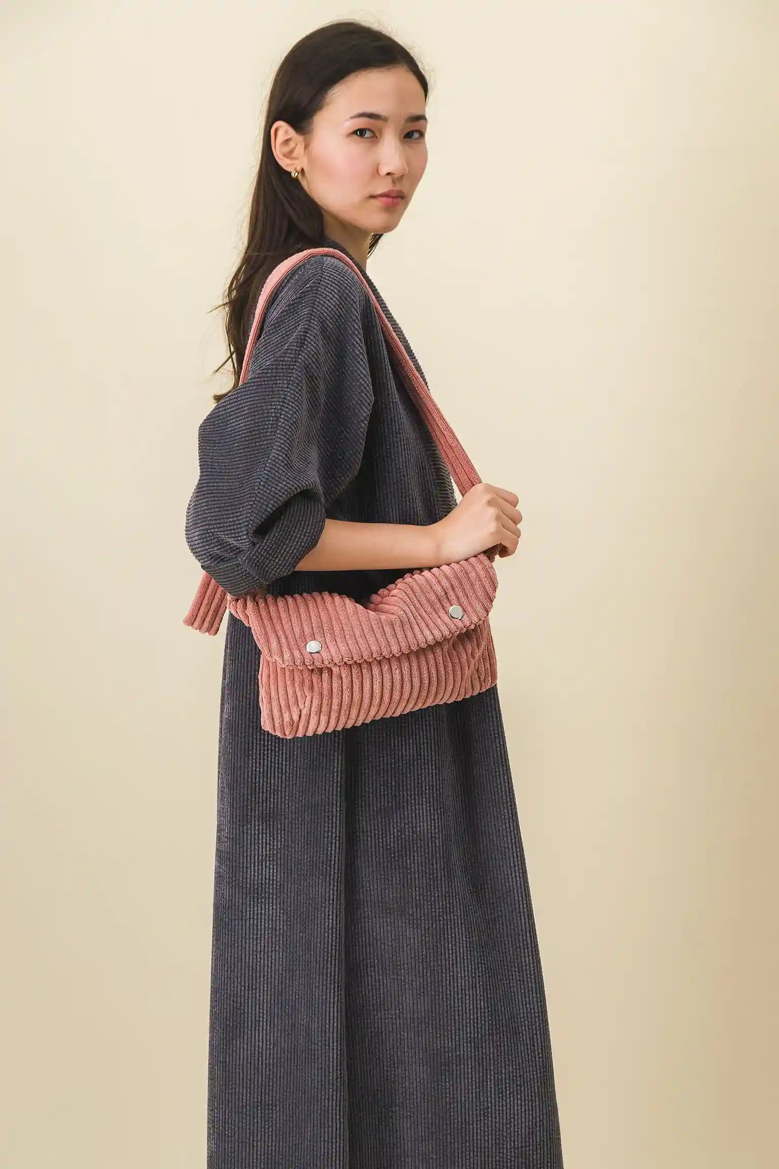 women's pink corduroy fanny pack