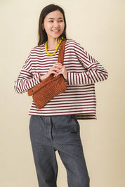 dark red corduroy women's fanny pack