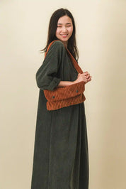 dark red corduroy women's fanny pack
