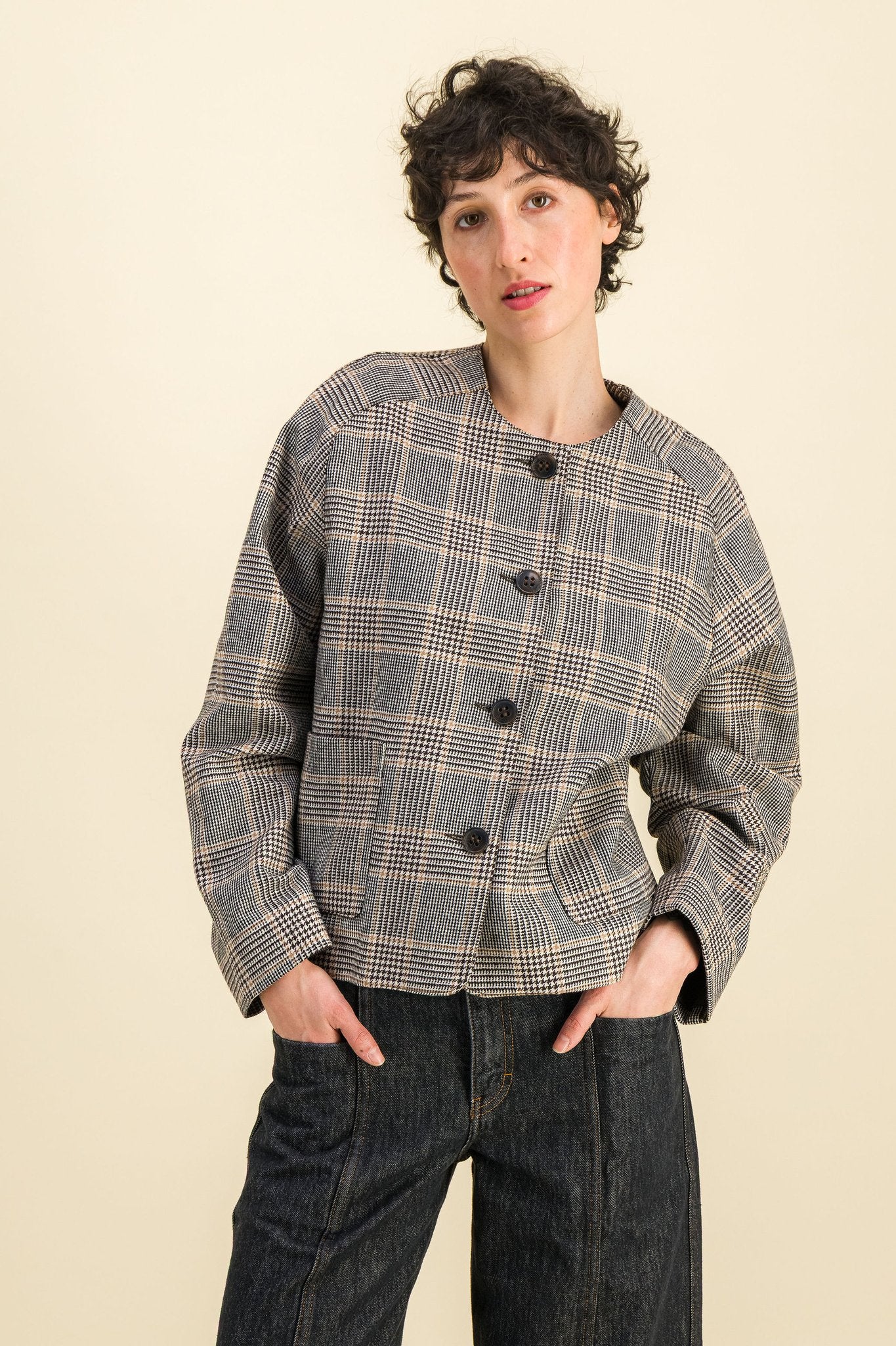 Veste laine femme Tia Prince de Galles - SIXSOEURS