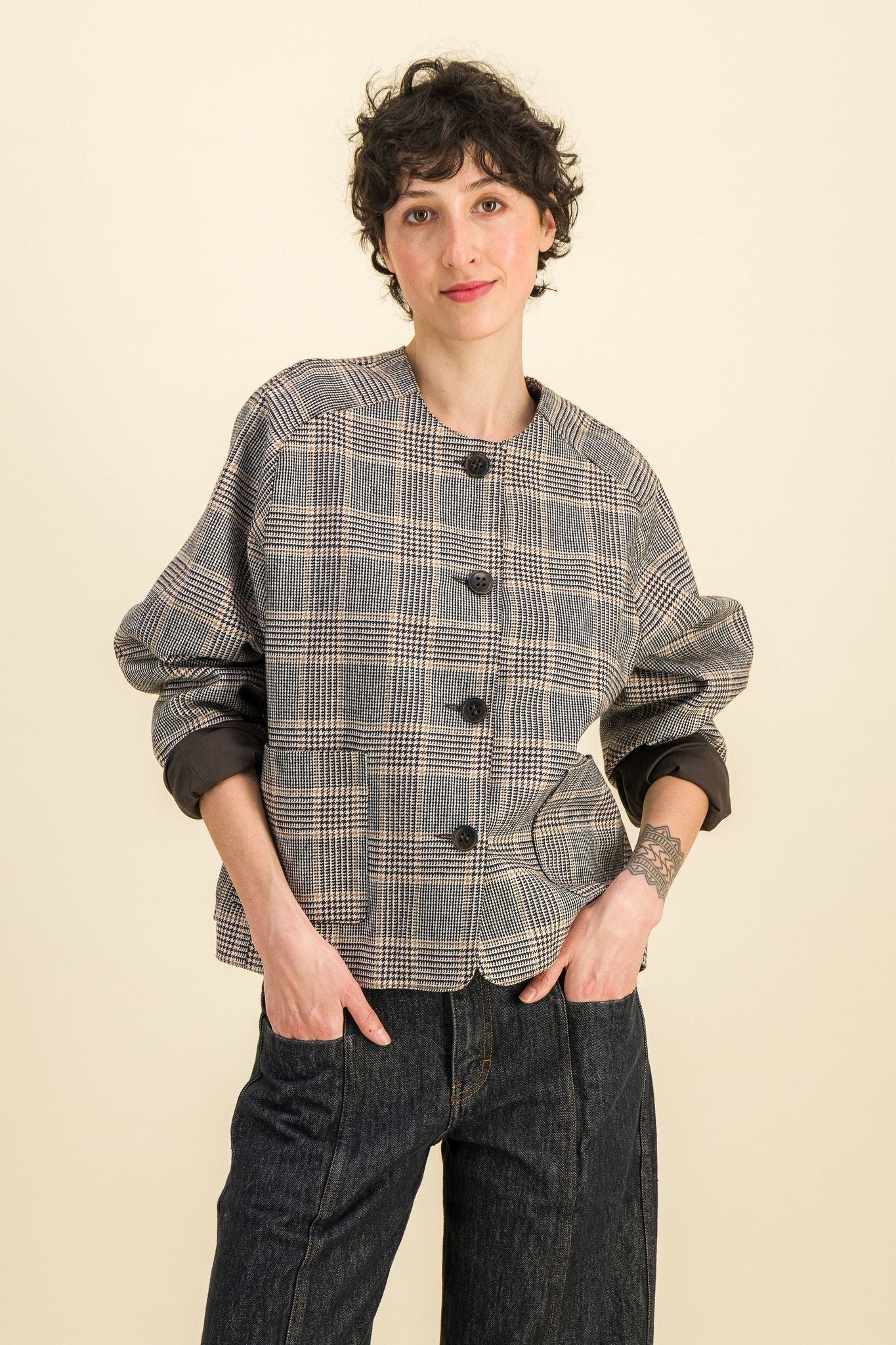 Veste laine femme Tia Prince de Galles - SIXSOEURS