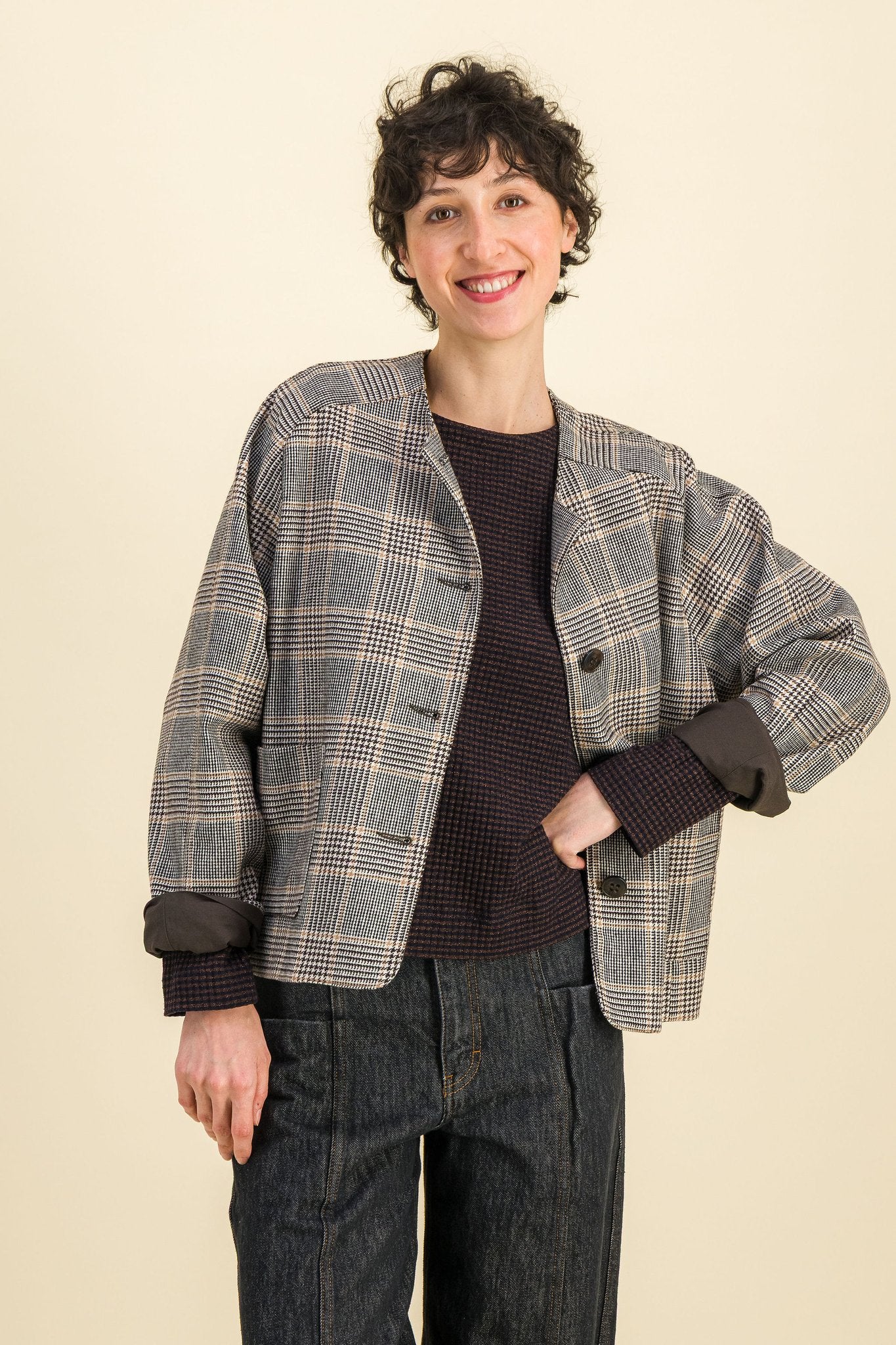 Veste laine femme Tia Prince de Galles - SIXSOEURS