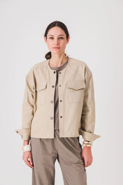 women's short jacket_beige_dolly_jacket_pe25