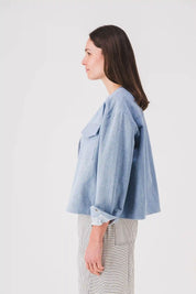 women's short denim jacket in blue serena jacket pe25