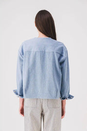 women's short denim jacket in blue serena jacket pe25