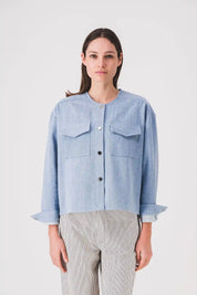 women's short denim jacket in blue serena jacket pe25